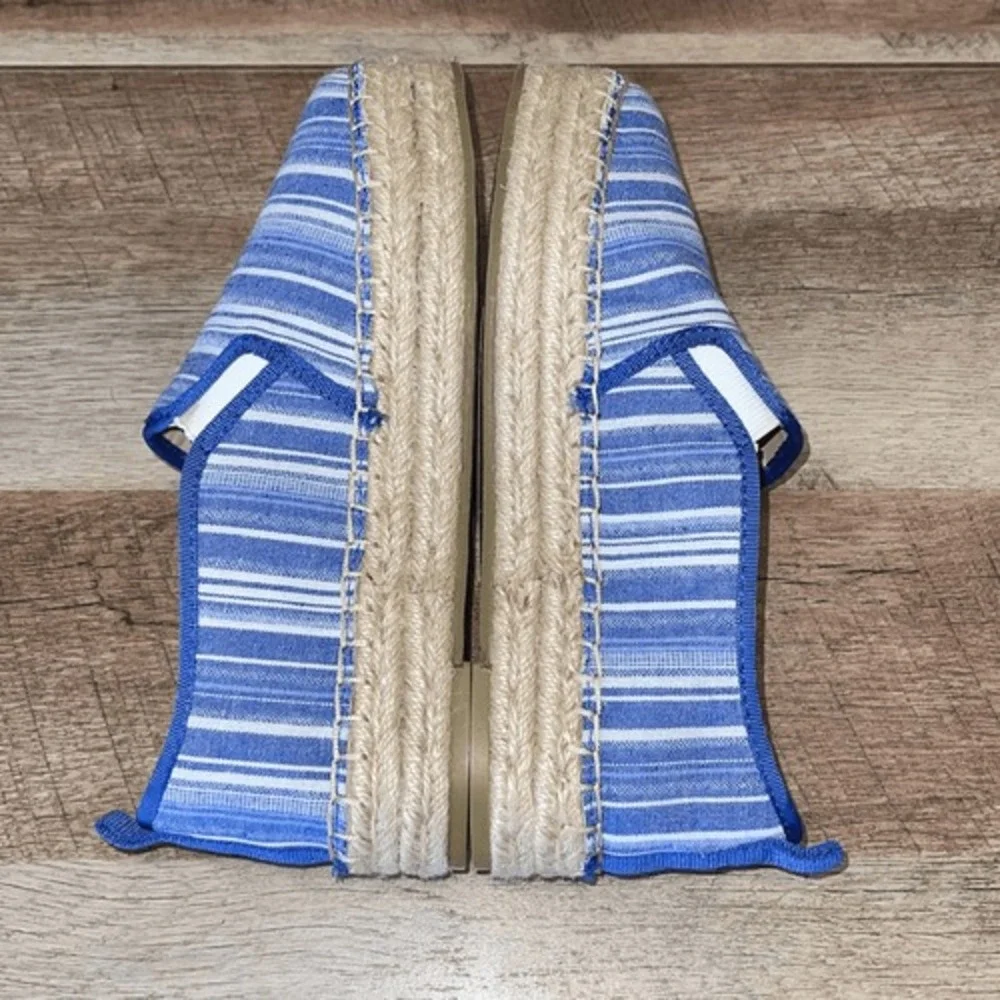 J. McLaughlin Multi Striped Blue White Canvas Espadrilles Size‎ 7